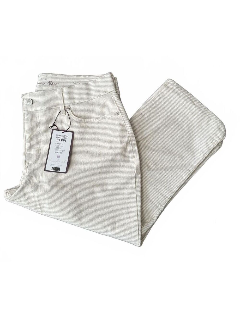 Gloria Vanderbilt Women's NEW Curvy Skinny Capri Pants Size 12 Stripes Casual